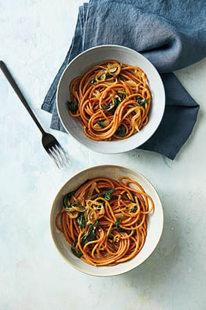 Foto van Linzenspaghetti met spinazie en ansjovis door WW